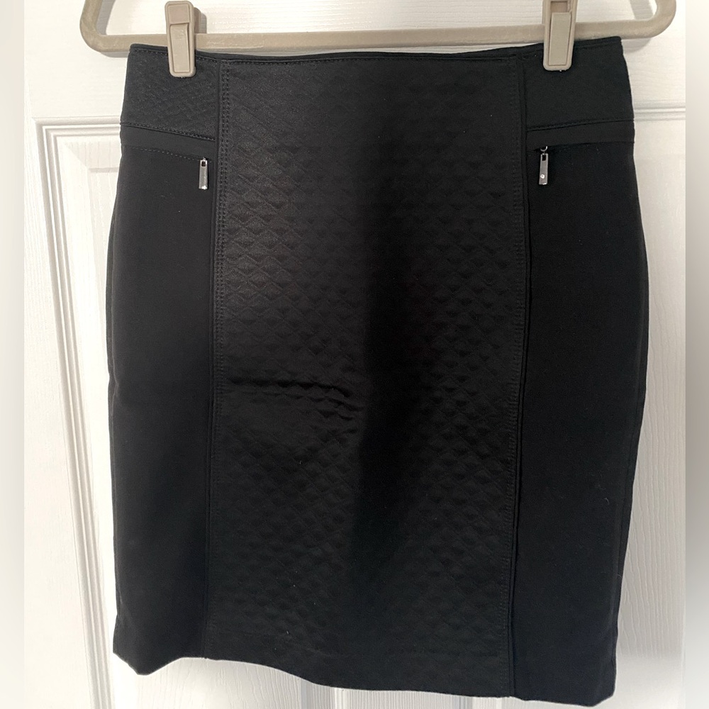 Quilted black pencil skirt